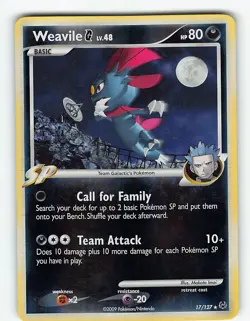 WEAVILE G 17/127 HOLO RARE PLATINUM POKEMON REVERSE HOLO LP - Image 2