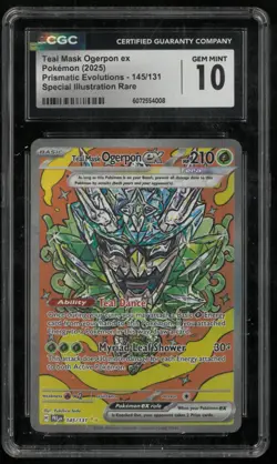 2025 Pokemon Prismatic Evolution Teal Mask Ogerpon ex SIR CGC 10 145/131 - Image 1