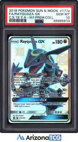 Pokemon 2018 Rayquaza GX 177a/168 Full Art SR Celestial Storm GEM MINT PSA 10 - Image 1