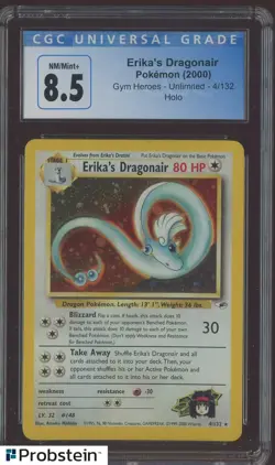 2000 Pokemon TCG Gym Heroes Unlimited #4 Erika's Dragonair Holo CGC 8.5 NM/MINT+ - Image 1