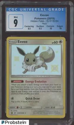 2019 Pokemon TCG Hidden Fates #SV41 Eevee Holo CGC 9 MINT - Image 1