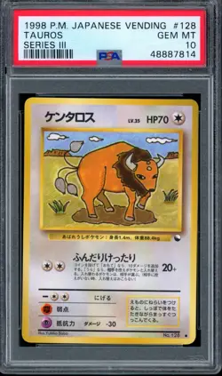 PSA 10 Pokemon 1998 Japanese Vending Series 3 Tauros #128 - Image 1