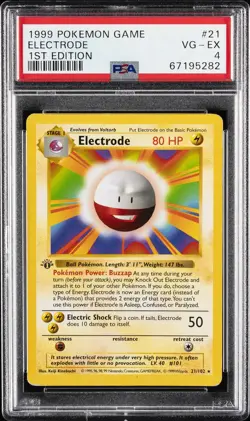 1999 POKEMON BASE SET 1ST EDITION #21 ELECTRODE PSA 4 - Image 1