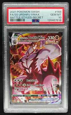 2021 Pokemon Battle Styles Single Strike Urshifu VM Secret FA #168/163 PSA 10 - Image 1