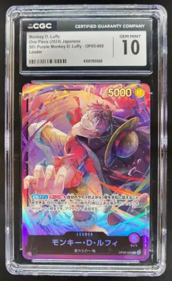 2024 ONE PIECE CCG JAPANESE MONKEY D. LUFFY LEADER OP05-060 CGC 10 RC7 - Image 1