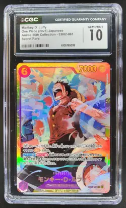 2025 One Piece Anime 25th Collection Monkey D. Luffy Secret Rare CGC 10 RC7 - Image 1