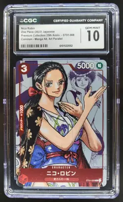 2022 ONE PIECE CCG JAPANESE NICO ROBIN MANGA ALT ART ST01-008 CGC 10 RC7 - Image 1