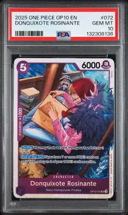2025 One Piece OP10 En Donquixote Rosinante #072 PSA 10 Gem Mint - Image 1