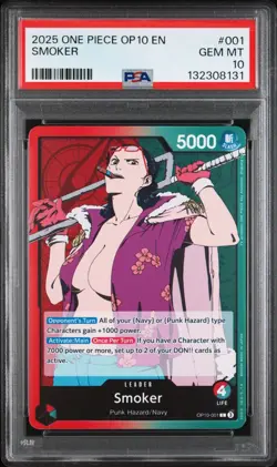 2025 One Piece OP10 En Royal Blood Smoker #001 PSA 10 Gem Mint - Image 1