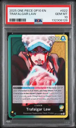 2025 One Piece OP10 En Trafalgar Law Royal Blood #022 PSA 10 Gem Mint - Image 1