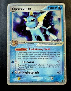 Pokemon TCG Vaporeon EX Holo Ultra Rare Card 110/113 Delta Species HP SWIRL - Image 1