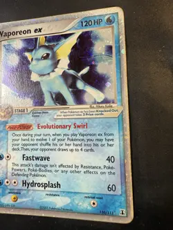 Pokemon TCG Vaporeon EX Holo Ultra Rare Card 110/113 Delta Species HP SWIRL - Image 2