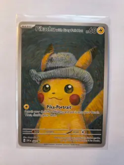Pokemon Pikachu with Felt Hat Van Gogh Black Star Promo Fan Art Card - 60 HP - Image 1