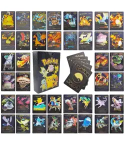 55Pcs Pokemon Card Foil Black PACK Official TCG GX Vmax GX Card Charizard Rare o - Image 2