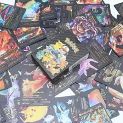 55Pcs Pokemon Card Foil Black PACK Official TCG GX Vmax GX Card Charizard Rare o - Image 4