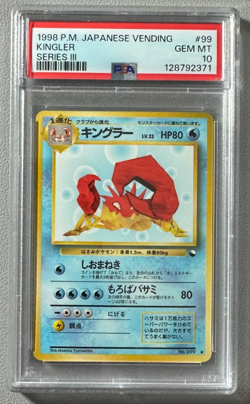1998 Pokemon Japanese Vending Series III 3 #99 Kingler PSA 10 Graded Card - Image 1