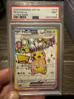 2024 Pokemon SSP En Pikachu Ex Ultra Rare #219 PSA 9 - Image 1