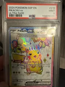 2024 Pokemon SSP En Pikachu Ex Ultra Rare #219 PSA 9 - Image 2