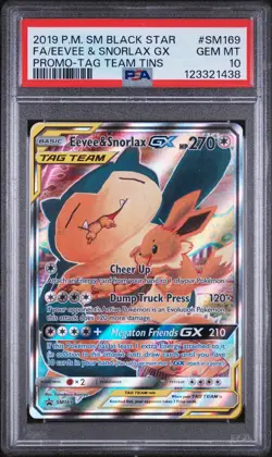 2019 POKEMON SM BLACK STAR PROMO #SM169 FULL ART/EEVEE & SNORLAX GX PSA 10 - Image 1