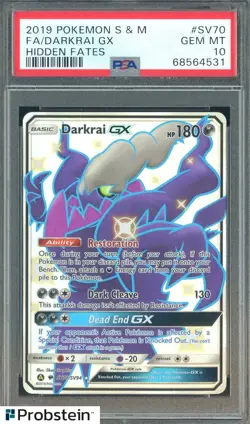 2019 Pokemon S & M Hidden Fates #SV70 Darkrai Gx FA PSA 10 GEM MINT - Image 1