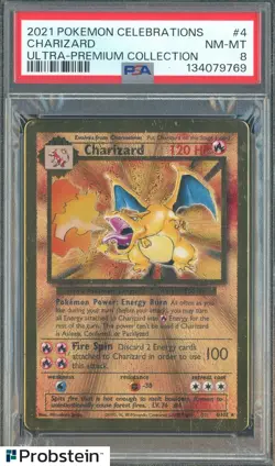 2021 Pokemon Celebrations Ultra Premium Collection #4 Charizard Metal PSA 8 - Image 1
