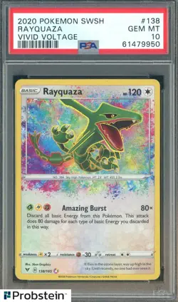 2020 Pokemon SWSH Vivid Voltage #138 Rayquaza PSA 10 GEM MINT - Image 1
