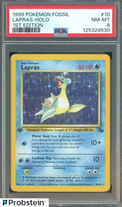 1999 Pokemon Fossil 1st Edition #10 Lapras Holo PSA 8 NM-MT - Image 1
