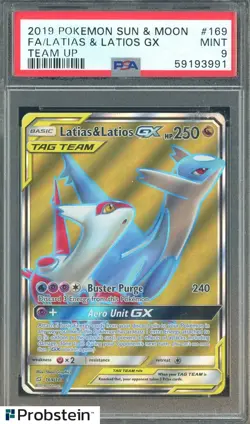 2019 Pokemon s & M Team Up Tag Team #169 Latias & Latios Fa PSA 9 MINT - Image 1