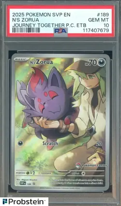 2025 Pokemon SVP En Journey Together Center ETB #189 N's Zorua PSA 10 GEM MINT - Image 1