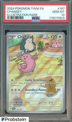 2024 Pokemon TWM En Illustration Rare #187 Chansey PSA 10 GEM MINT - Image 1