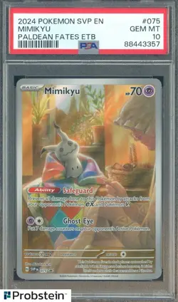 2024 Pokemon SVP EN Paldean Fates ETB #075 Mimikyu PSA 10 GEM MINT - Image 1