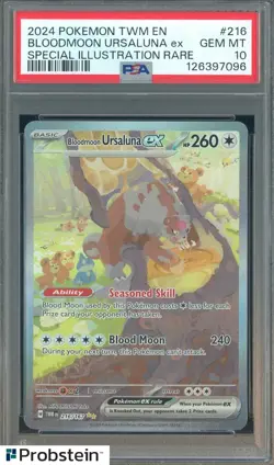 2024 Pokemon TWM EN Special Illustration Rare #216 Bloodmoon Ursaluna Ex PSA 10 - Image 1