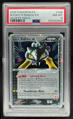 2005 Pokemon EX Deoxys Rocket's Raikou Holo #108/107 PSA 8 - Image 1