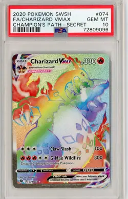 2020 Pokemon Champions Path - Charizard VMAX Secret Rare 074/073 - PSA 10 - Image 1