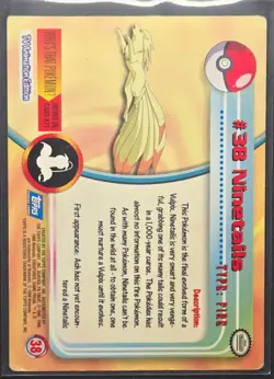 Pokemon Topps Ninetales #38 TV Animation Series Blue Logo - Image 2