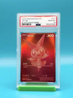 PSA 10 - 2025 Pokemon, BLK EN, Victini, Black White Rare - Image 1