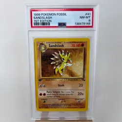PSA 8 NM/MT 1999 POKEMON FOSSIL #41 SANDSLASH 1ST EDITION ENGLISH - Image 1