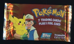 #1 1998 Topps Pokemon TV Animation Blue Logo Foil Booster Pack Sealed - Image 1