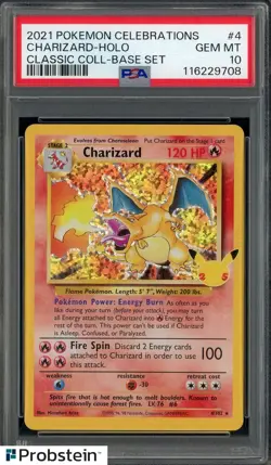 2021 Pokemon Celebrations Classic Collection Base Set #4 Charizard Holo PSA 10 - Image 1