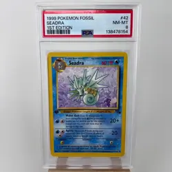 PSA 8 NEAR MINT MINT 1999 Pokemon Fossil #42 Seadra 1st Edition !!! - Image 1
