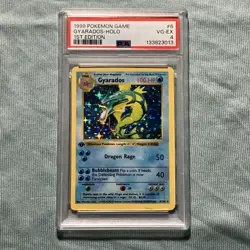 1999 Pokemon Base Set 1st Edition #6 Gyarados Holo PSA 4 - Image 1