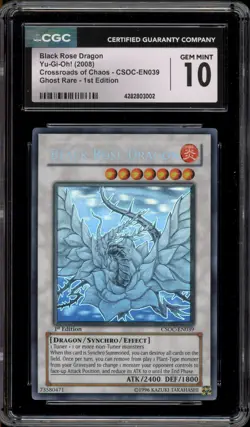 Yu-Gi-Oh! Black Rose Dragon Crossroads 1st Edition Ghost Rare CSOC-EN039 CGC 10 - Image 1