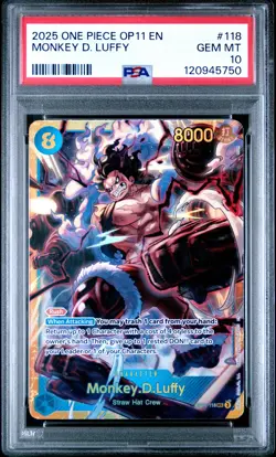 2025 ONE PIECE OP11-A FIST OF DIVINE SPEED #118 MONKEY D. LUFFY PSA 10 - Image 1