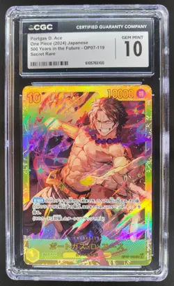 2024 ONE PIECE CCG JAPANESE PORTGAS D. ACE SECRET RARE OP07-119 CGC 10 RC7 - Image 1
