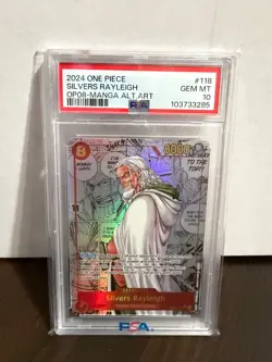One Piece OP08-TWO Legends 118 Silvers Rayleigh Manga Alternate Art PSA 10 - Image 1