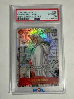 One Piece OP08-TWO Legends 118 Silvers Rayleigh Manga Alternate Art PSA 10 - Image 2