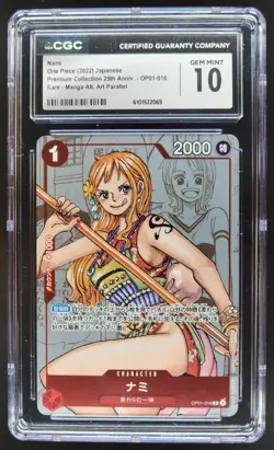 2022 ONE PIECE CCG JAPANESE NAMI RARE MANGA ALT ART OP01-016 CGC 10 RC7 - Image 1