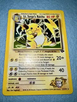 Lt. Surge's Raichu 11/132 Gym Challenge Holo Pokemon TCG 2000 Card Mint - Image 2