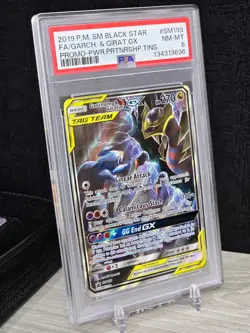 Pokemon Card Garchomp & Giratina GX Black Star Promo #SM193 Full Art Holo PSA 8 - Image 1