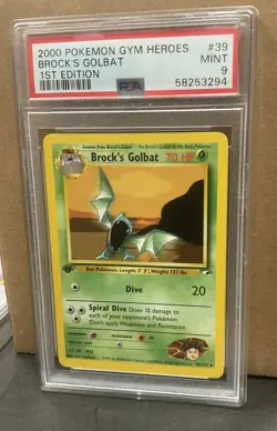 2000 Pokemon Gym Heroes 1st Edition Brock's Golbat 39/132 PSA 9 Mint Card Vtg - Image 1